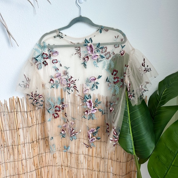 Gorgeous Embroidered Mesh Top - Picture 2 of 6